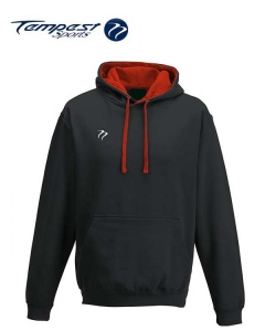 Tempest Lightweight Black Fire Red Hooded Sweatshirt